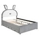 preview thumbnail 5 of 25, Rabbit-Shaped Platform Bed with Embedded LED Lights,Trundle and 3 Drawers
