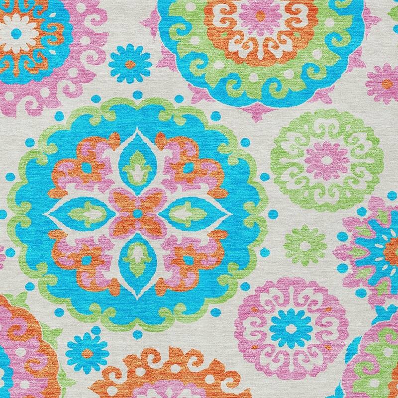 HomeRoots Floral Medallion Transitional Rectangle Outdoor Rug