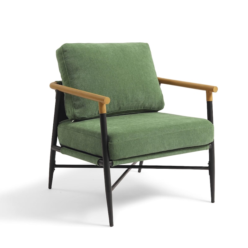 Anis 27'' W Vegan Leather/ Chenille Metal X Base Accent Chair Set of 2