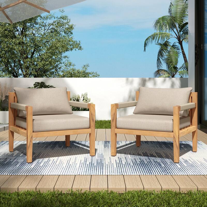 Christopher Knight Home - Modern Outdoor Acacia Wood Club Chair with Side Table