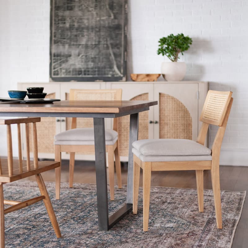 Monroe Rubberwood Cane Back Solid Wood Side Chair by East at Main (Set of 2)