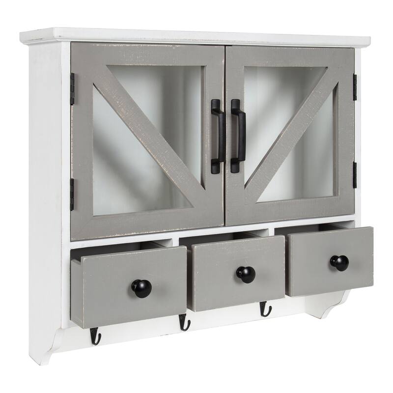 Kate and Laurel Hutchins Decorative Three Drawer Wood Wall Cabinet - 21x6x20