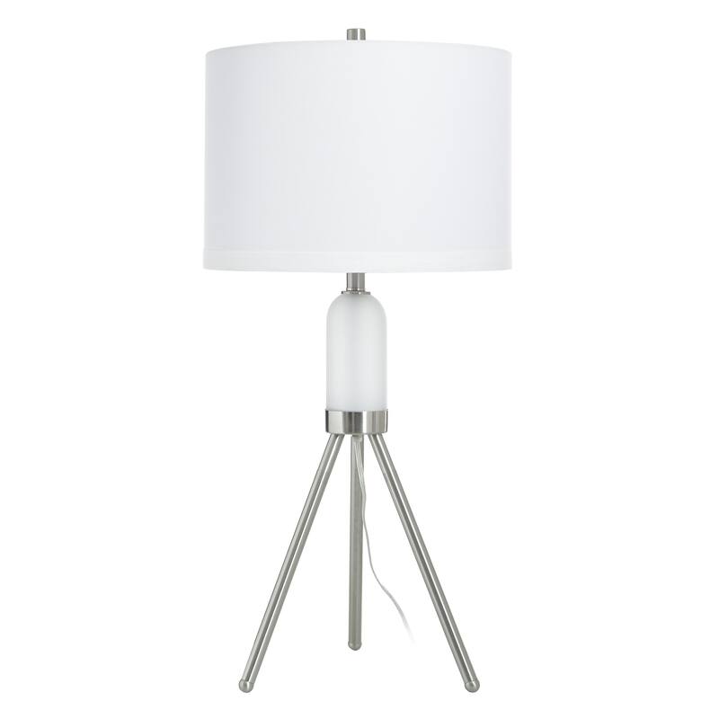 StyleCraft Orion Tripod Table Lamp - Brushed Nickel - White Shade - Brushed Nickel, White