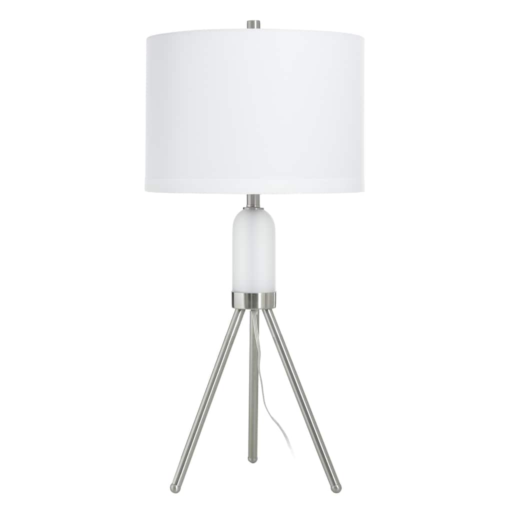 StyleCraft Orion Tripod Table Lamp - Brushed Nickel - White Shade