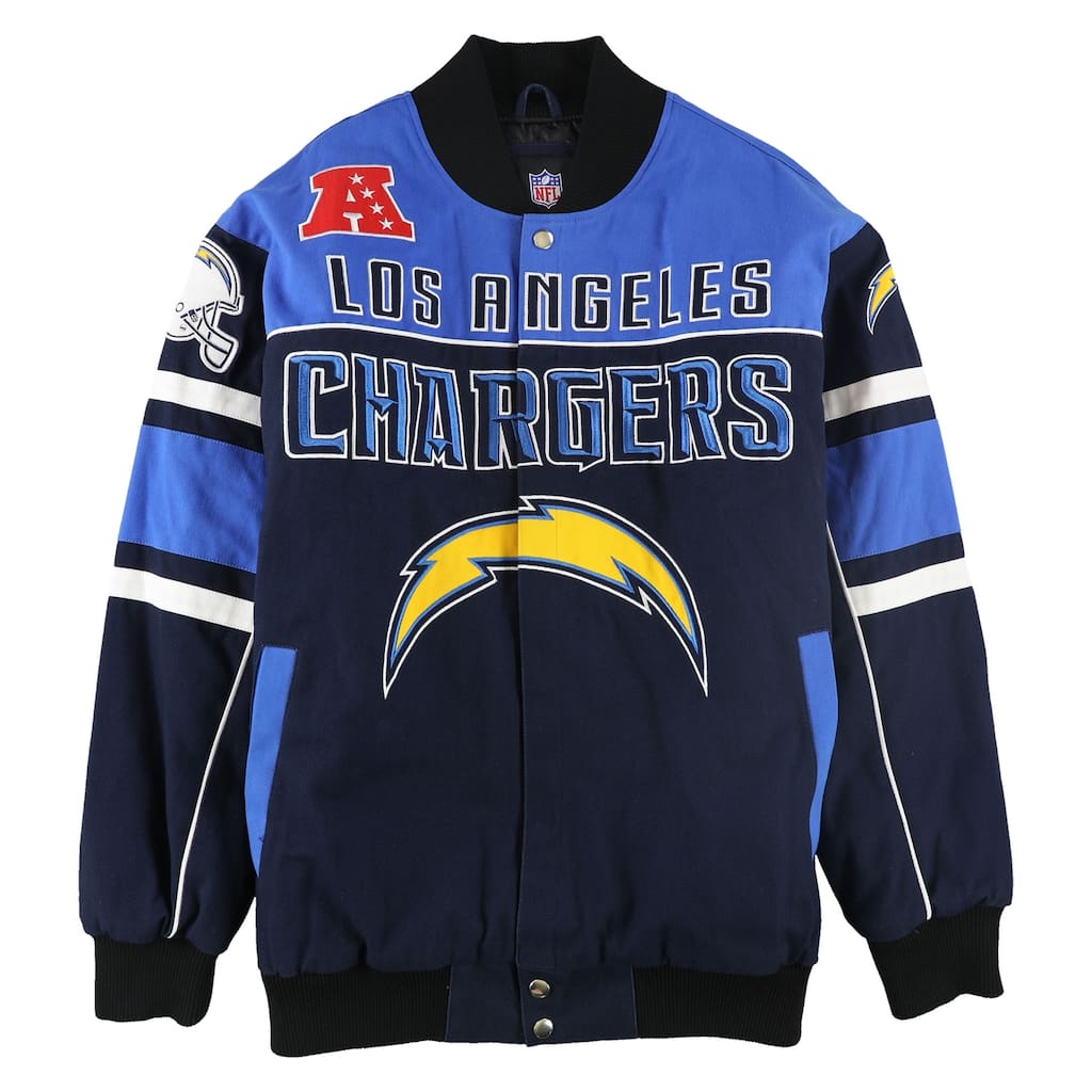 NFL Mens LA Chargers Full-Snap Varsity Jacket,, Blue, 3XL