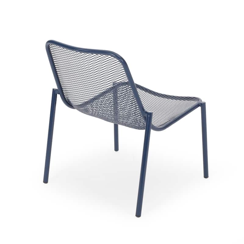 Roomfitters Modern Mesh Patio Lounge Chair Set, Weather-Resistant Outdoor Seating, Powder-Coated Steel, Navy Blue (Set of 2)