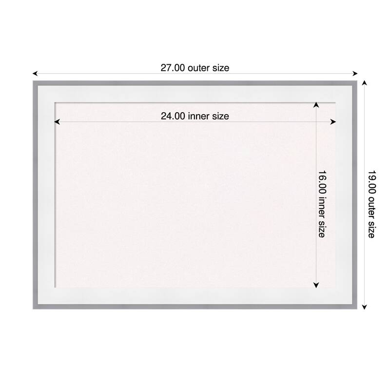 Maya White Silver Framed Cork Board - Bulletin Board, Organization Board, Pin Board - White - 27 x 19 in