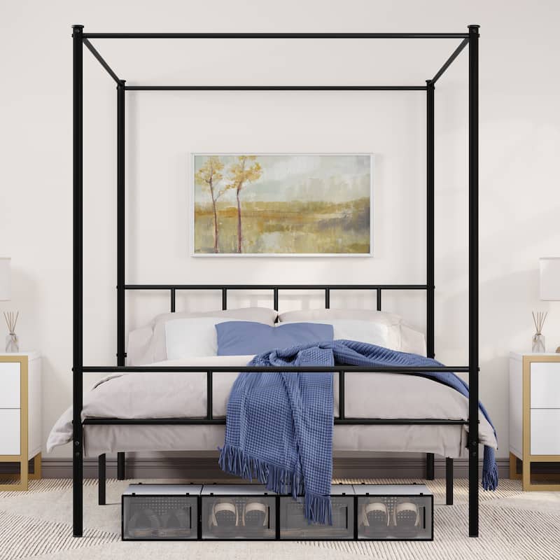 Modern Metal Canopy Platform Bed Frame
