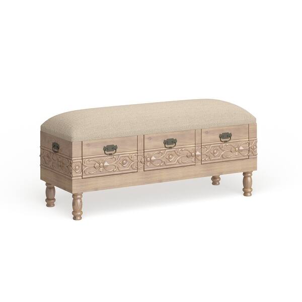 slide 20 of 25, Brown Wood Farmhouse Eclectic Cushion Seat Storage Bench - 47 x 16 x 20 47 x 16 x 20 - Brown