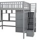 preview thumbnail 13 of 16, Playhouse Inspired Full size Loft Bed with Bookshelf, Drawers, Desk and Wardrobe, Sturdy Construction & Unique Design, Grey