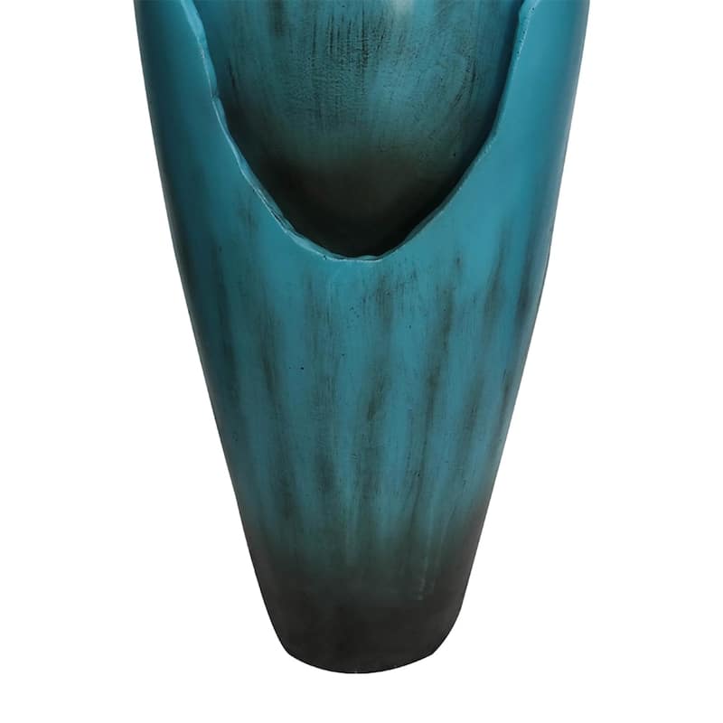 30.7" High Concrete Jar Water Fountain Outdoor, Garden Vase Water Feature - 30.7"H