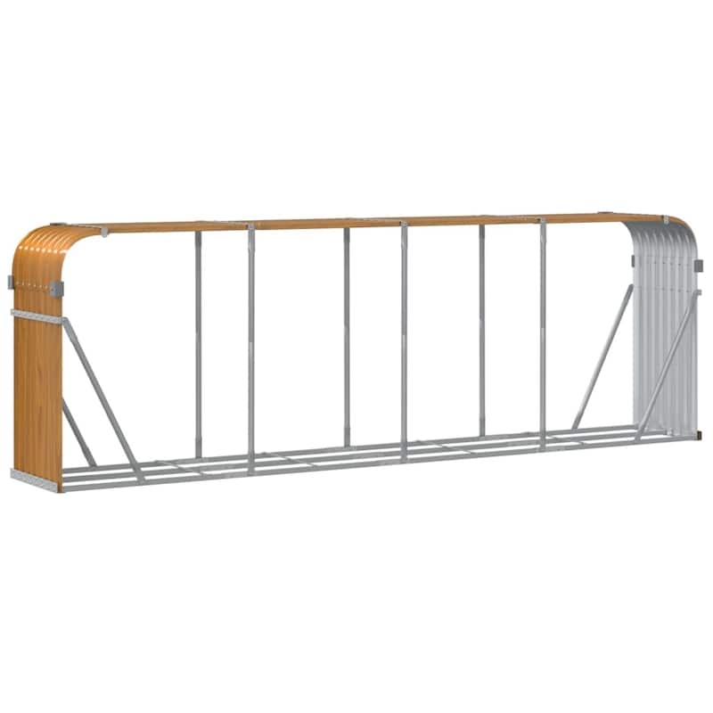 vidaXL Log Holder Outdoor Indoor Storage Firewood Rack Stand Galvanized Steel