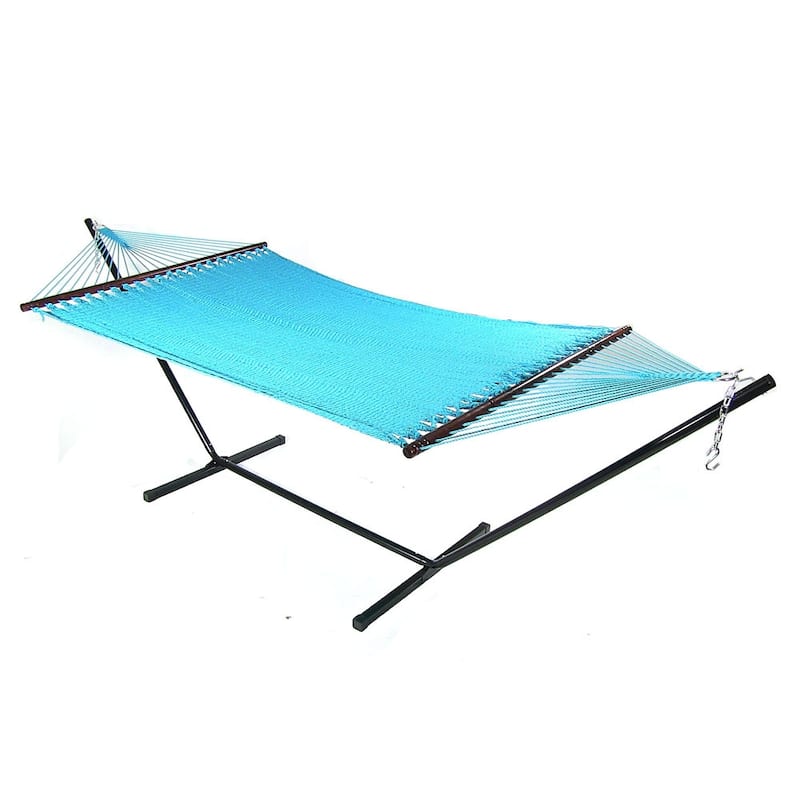 Sunnydaze Large 2-Person Rope Hammock with Spreader Bar & Hammock Stand