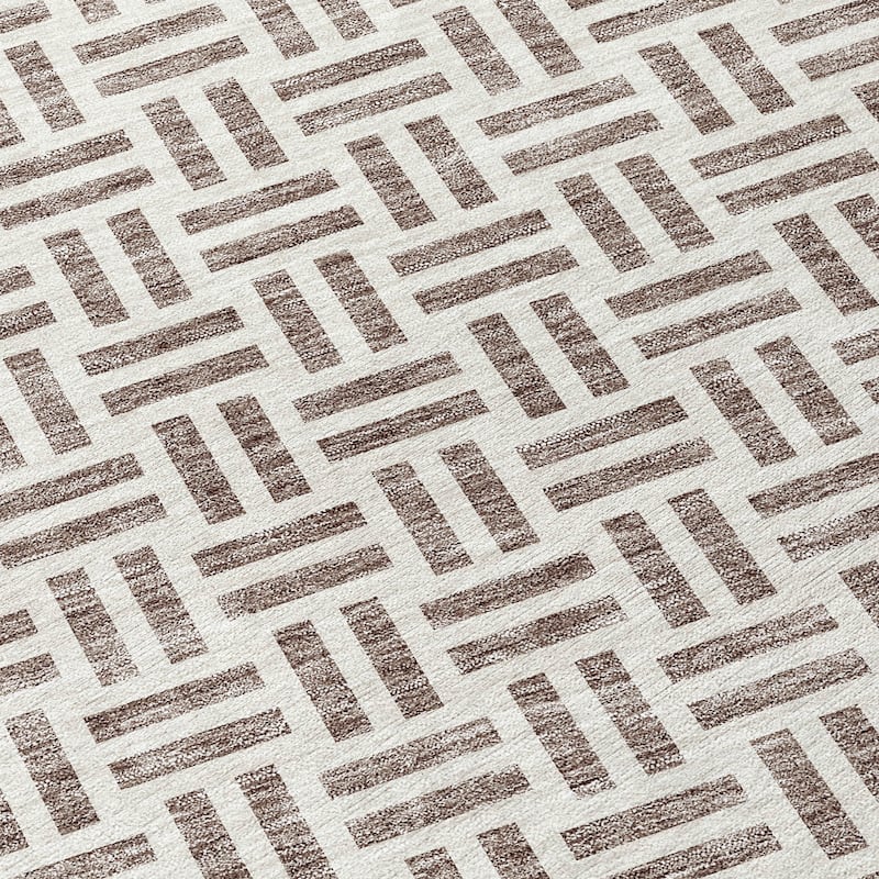 Machine Washable Indoor/ Outdoor Contemporary Basketweave Chantille Rug