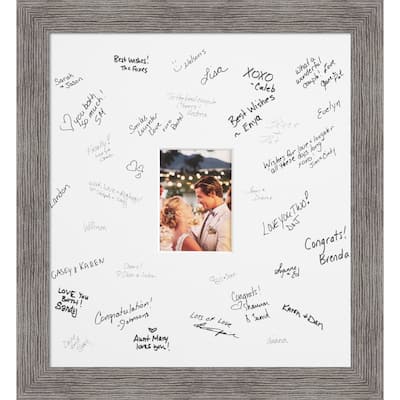 Pinstripe Signature Mat Picture Frame - Autograph Photo Frame Guest Book Alternative for Weddings, Graduations, or Retirement