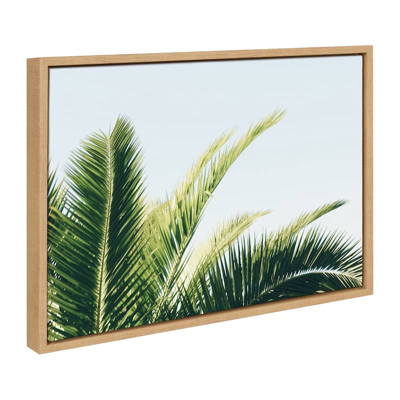 Kate and Laurel Sylvie Palm Blue Sky Framed Canvas by Amy Peterson