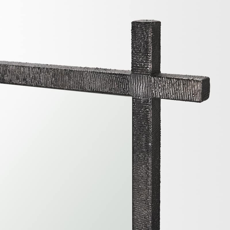 Tori Gunmetal w/ Textured Metal Cross Frame Wall Mirror -  31.5L x 1.0W x 70.5H