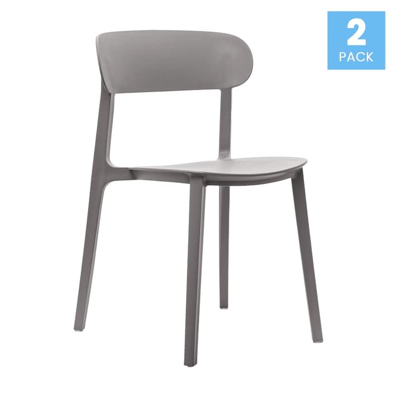 Commercial All-Weather Resin Stack Chair with Contoured Backrest-Set of 2 - 19"W x 19.5"D x 31"H