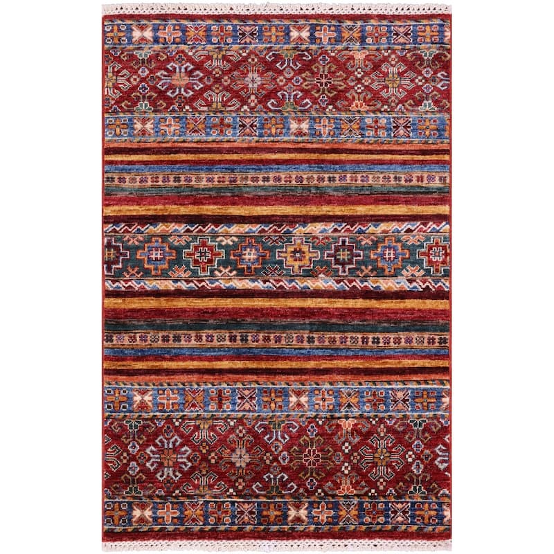 Golden Nile Khorjin Persian Gabbeh Hand Knotted Wool Rug - 2' 8" X 4' 2"