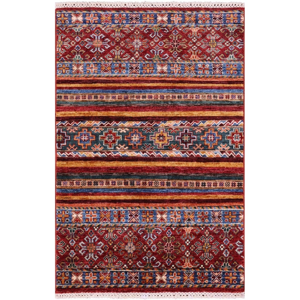 Golden Nile Khorjin Persian Gabbeh Hand Knotted Wool Rug - 2' 8" X 4' 2"
