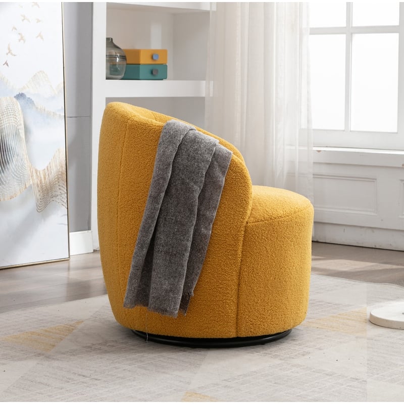 Swivel Barrel Chair,Teddy Fabric Upholstered Modern Round Accent Arm Chairs