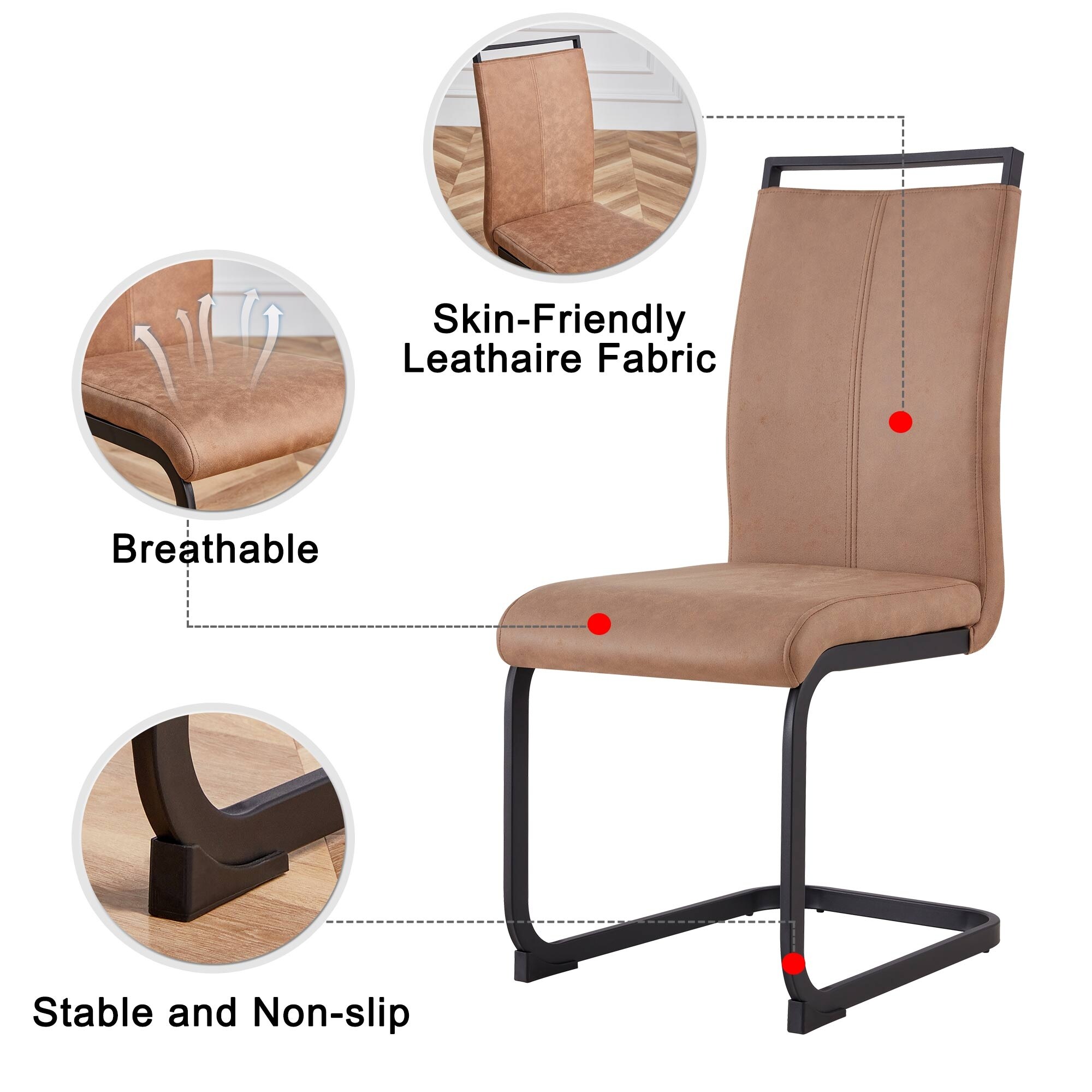 Modern PU Faux Leather Dining Chairs Set of 4 for Contemporary Style-image