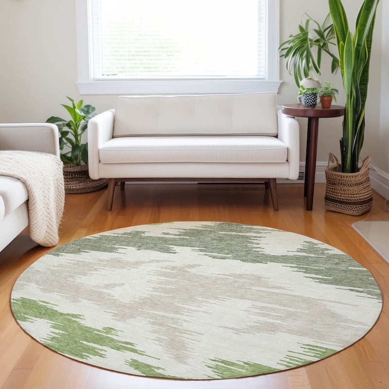 Premium Washable Super Soft Modern Chic Mayfield Rug - Green - 8' x 8' - Round