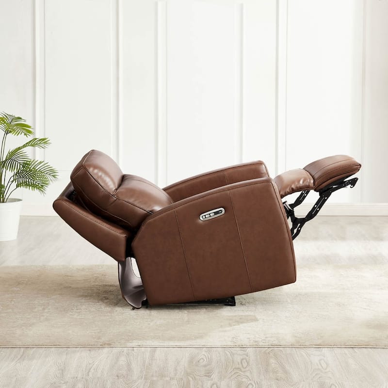 Hydeline Vienna Zero Gravity Power Recline and Headrest Top Grain Leather Loveseat with Console