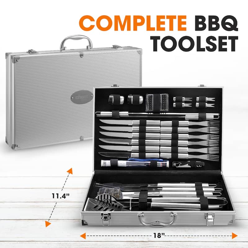 Cheer Collection 30 Piece BBQ Set with Aluminum Case