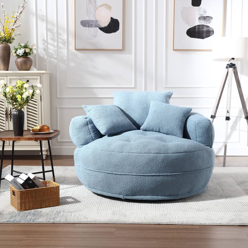 Circular wide living room fabric sofa, balcony swivel sofa chair