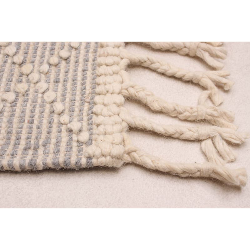 ECARPETGALLERY Braid weave Sienna Beige, Grey Wool Rug - 4'1 x 5'10