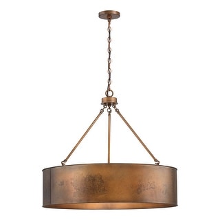 Artisan Antique Bronze Metal Drum Chandelier