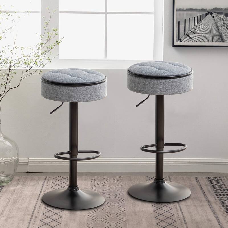 Elegant Stylish Set of 2 Bar Stools with Removable Seat Top