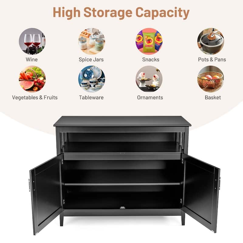 Modern Wooden Kitchen Storage Cabinet -Black - 44.9" x 20.1" x 35.8" (L x W x H)