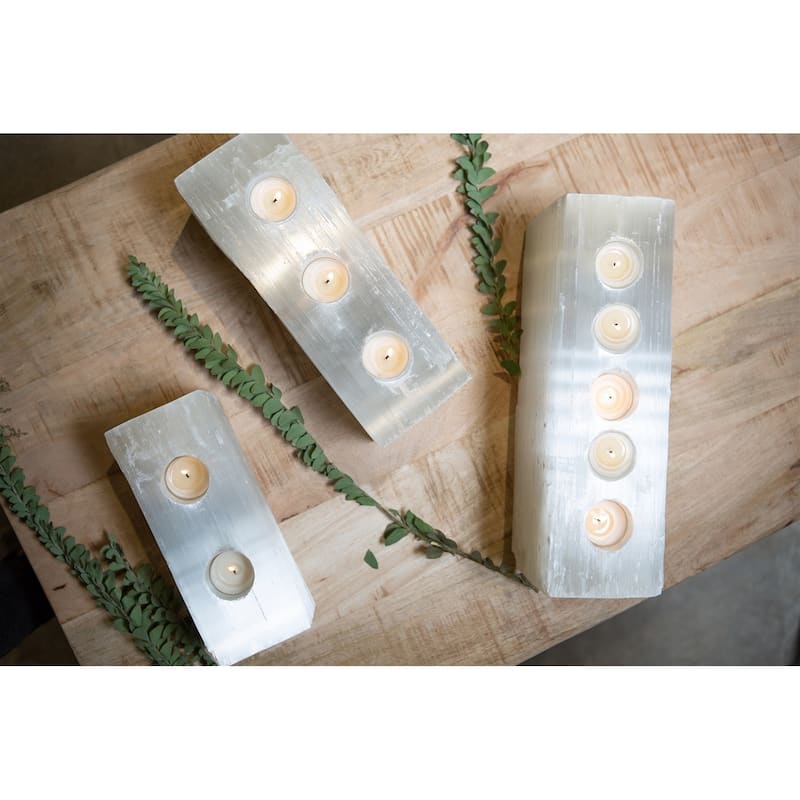 Selenite 2 Tealight Votive Holder- A