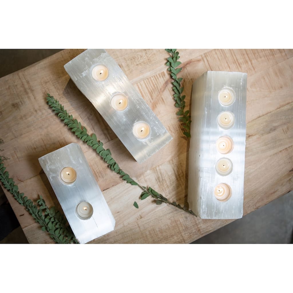 Selenite 2 Tealight Votive Holder- A