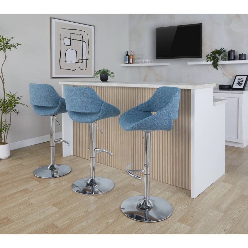 Silver Orchid Svellingen Adjustable Bar Stool with Rounded T Footrest - Set of 2