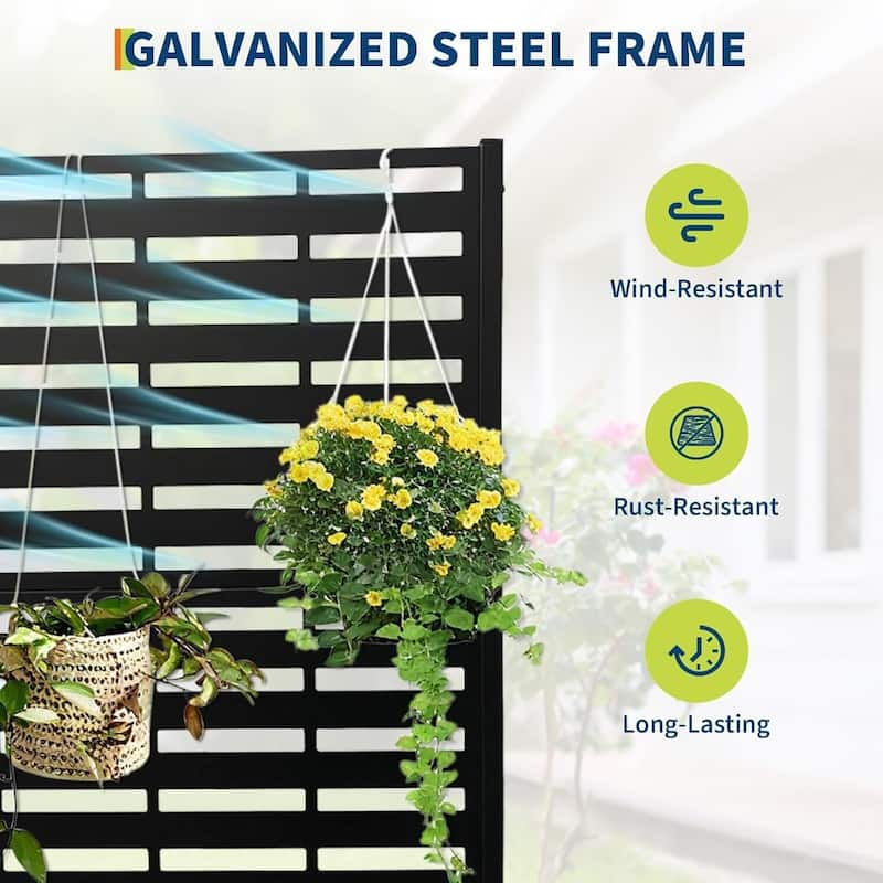 72"*47"*16" Raised Garden Bed with Trellis, Planter Box with Privacy Screen, Wheels for Climbing Plants