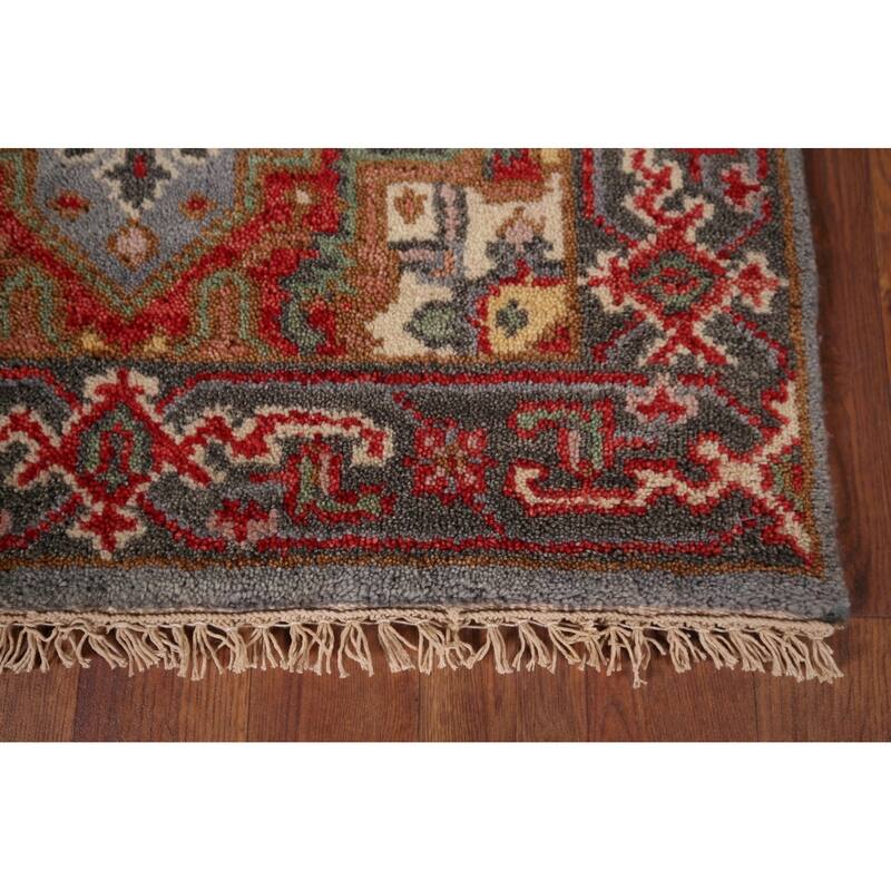 Gray Geometric Kazak Oriental Runner Rug Handmade Wool Carpet - 2'6"x 7'11"