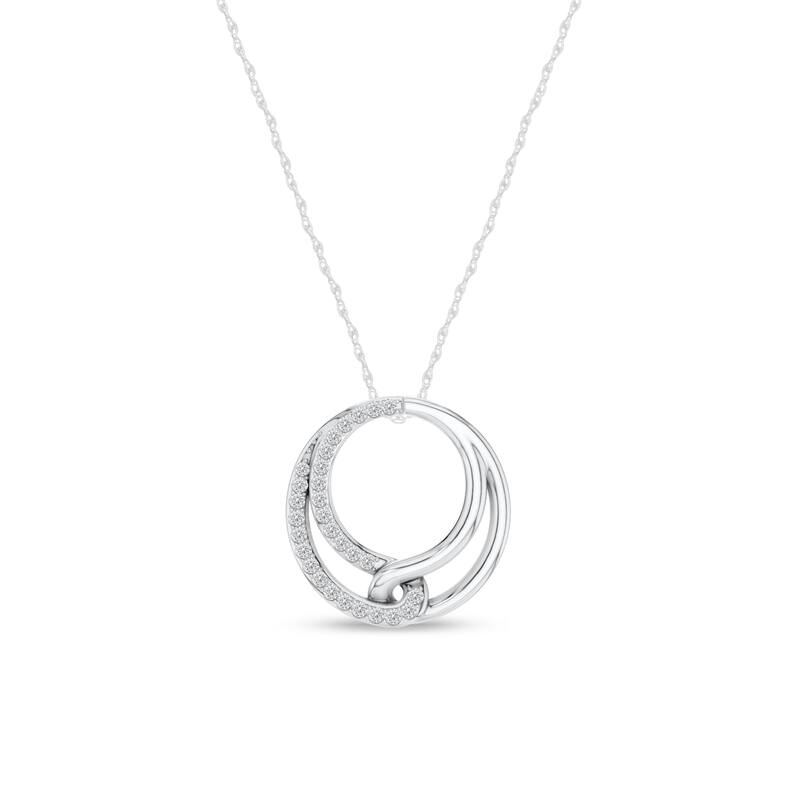 1/10ct TDW Diamond Pendant Necklace in 10K White Gold for Women