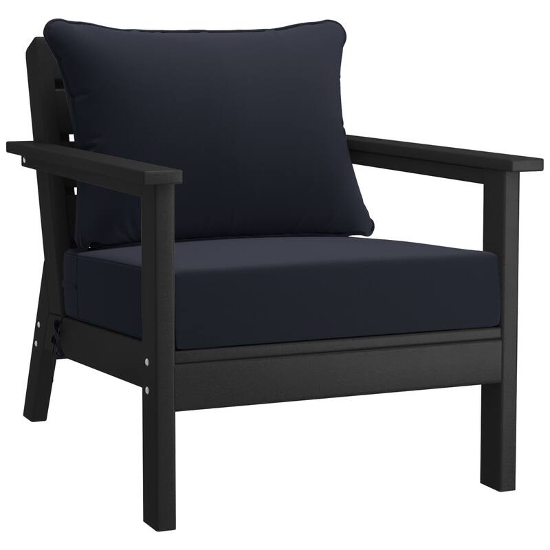 Birchwood All Weather HDPE Outdoor Patio Black Deep Seating Conversation Set (6-Piece Set)