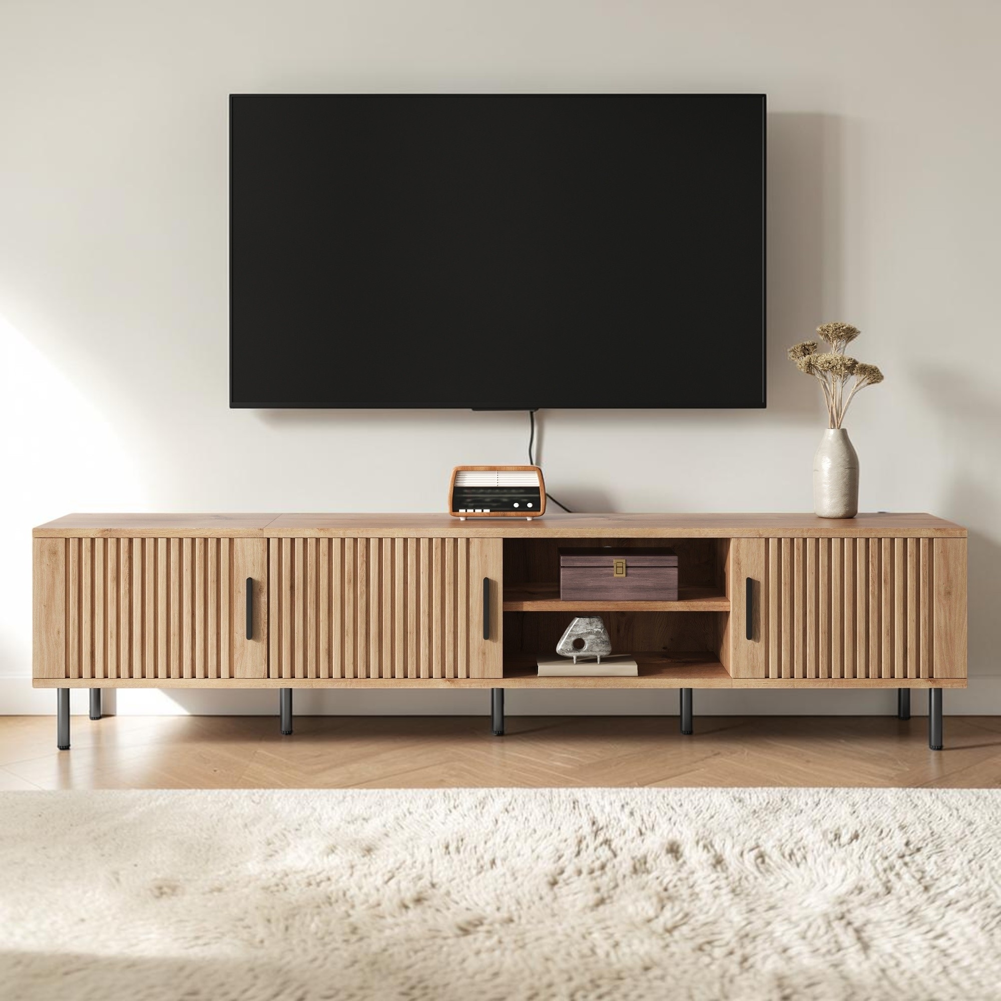 78.7'' Modern TV Stand for TVs up to 85 Inch, Entertainment Center with Storage and Cable Management
