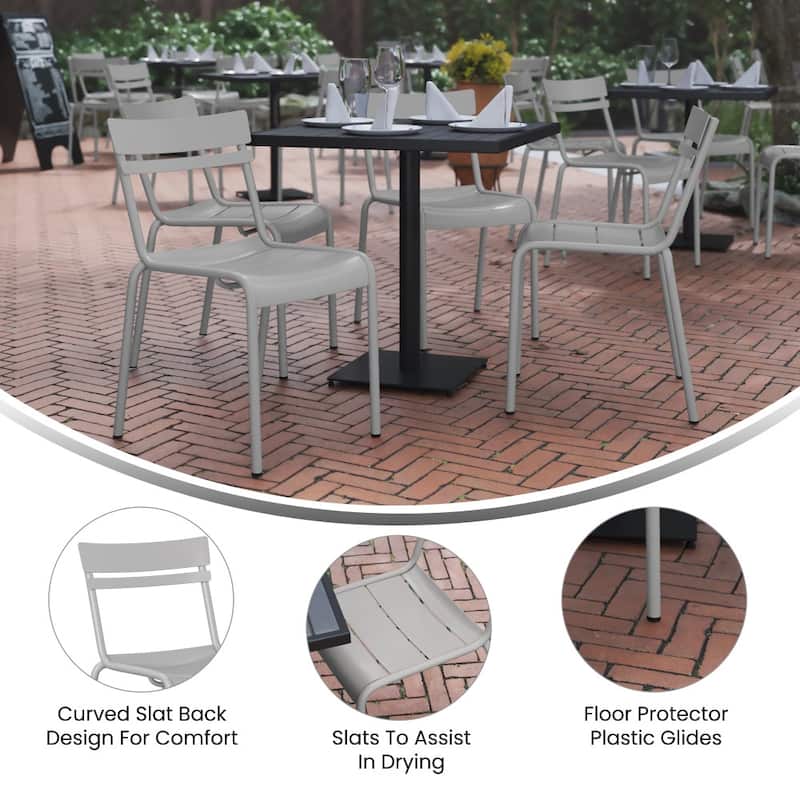 Indoor/Outdoor Commercial Grade Modern Metal Slat Barstools (Set of 4)