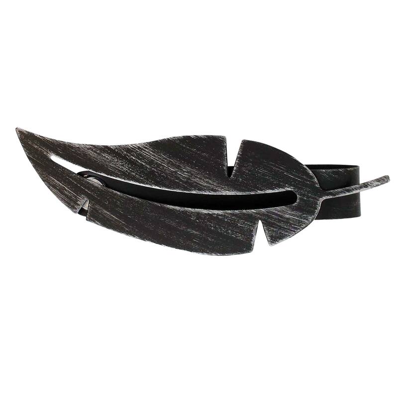 Metal Feather Tieback With Magnet Plume Black - 6.8"L x 2"W x 1"D