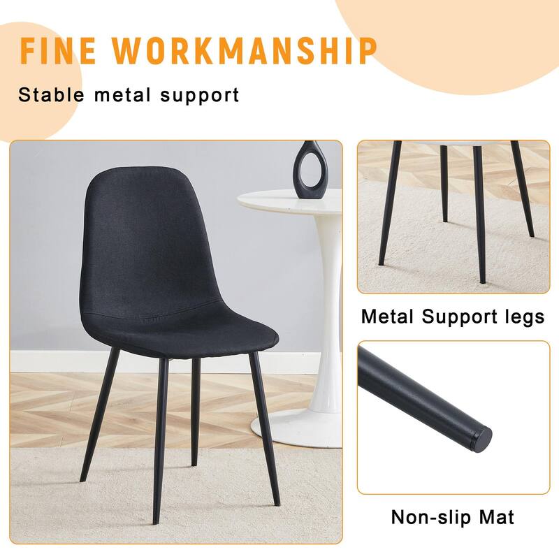 Luxury Simple Chair-Set Of 4 High Resilience Dining Chair With Metal Leg.Integral Metal Leg Architecture