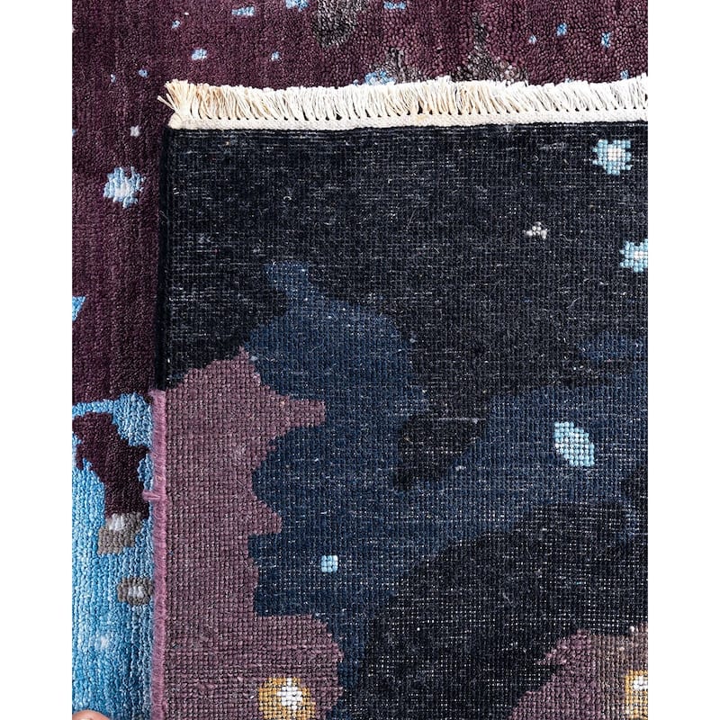 Ikat One-of-a-Kind Hand-Knotted Area Rug - Black, 8' 2" x 10' 4" - 8' 2" x 10' 4"