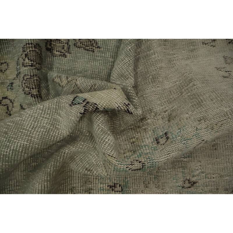 Hand Knotted Oriental 100% Wool Carpet Transitional Floral Green Anatolian Area Rug - 9' 5'' X 5' 6''