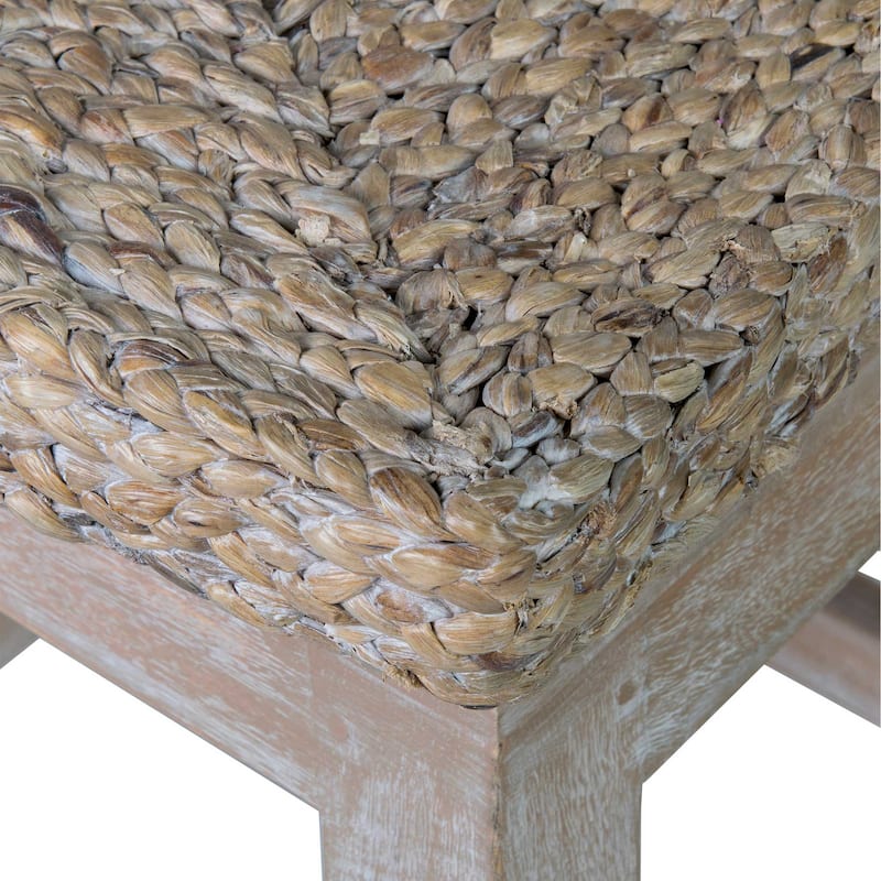 Wood And Natural Water Hyacinth Saddle Stool by East at Main
