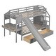 preview thumbnail 4 of 13, Twin over Twin Bunk Bed with Storage Staircase, Slide and Drawers, Desk with Drawers and Shelves
