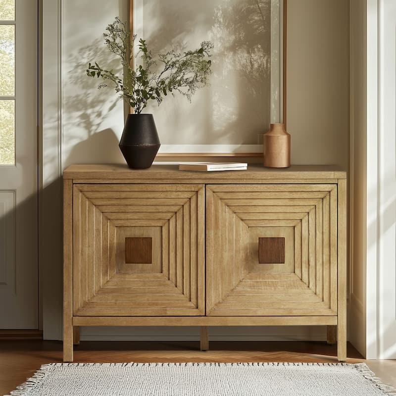 Madison Park Paige Geometric 2-Door Storage Cabinet with Adjustable Shelves - Natural